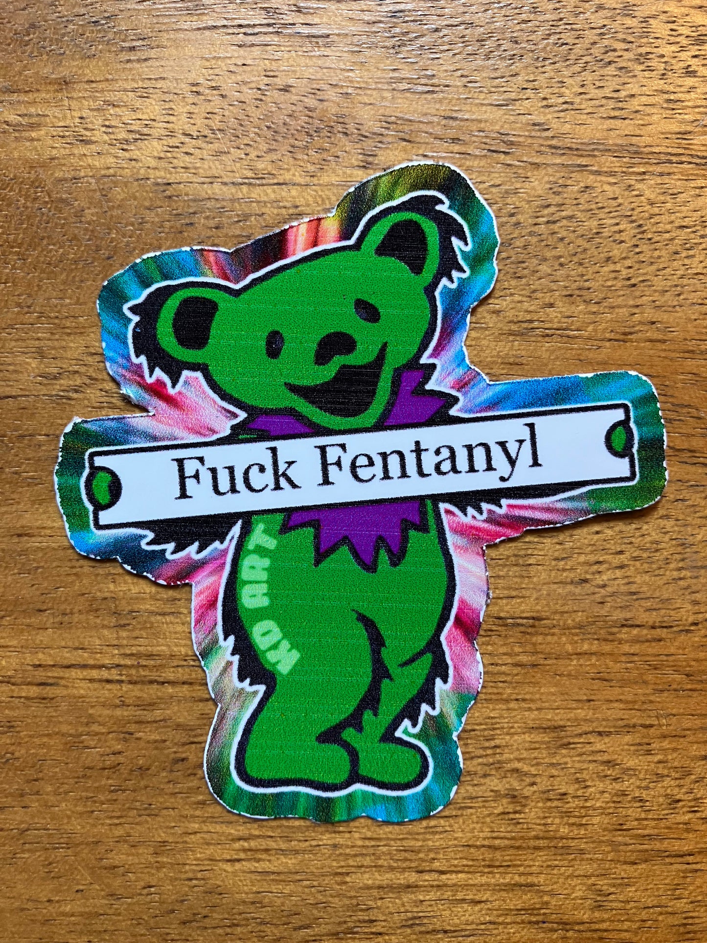Fuck Fentanyl Bear Sticker Green