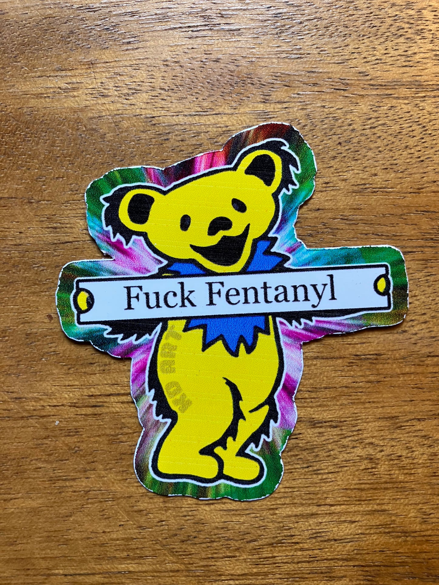 Fuck Fentanyl Bear Sticker Yellow