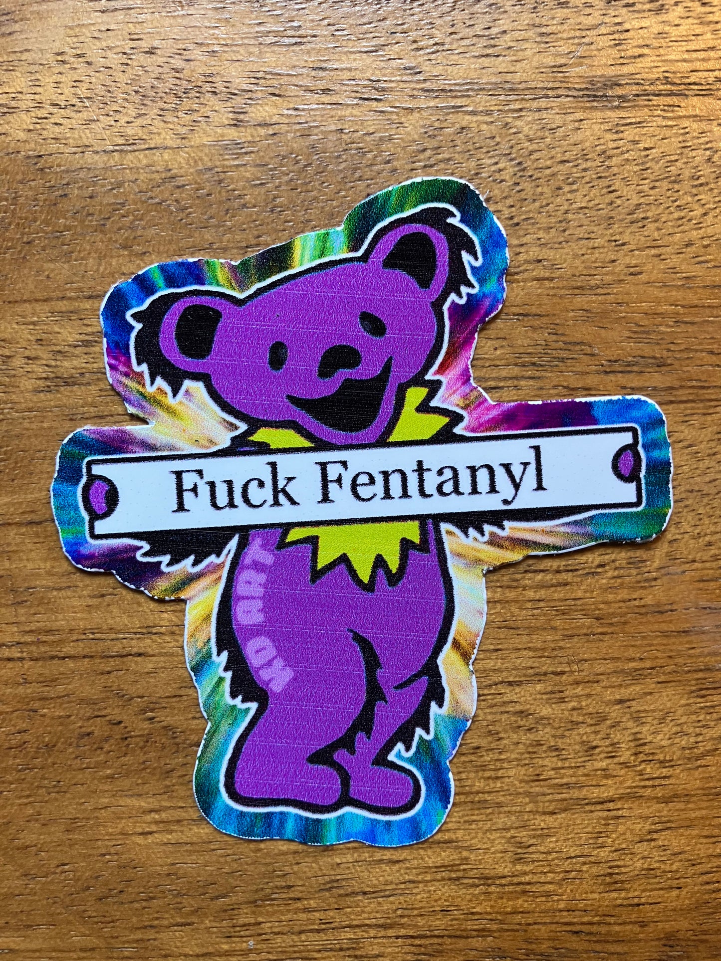 Fuck Fentanyl Bear Sticker Purple