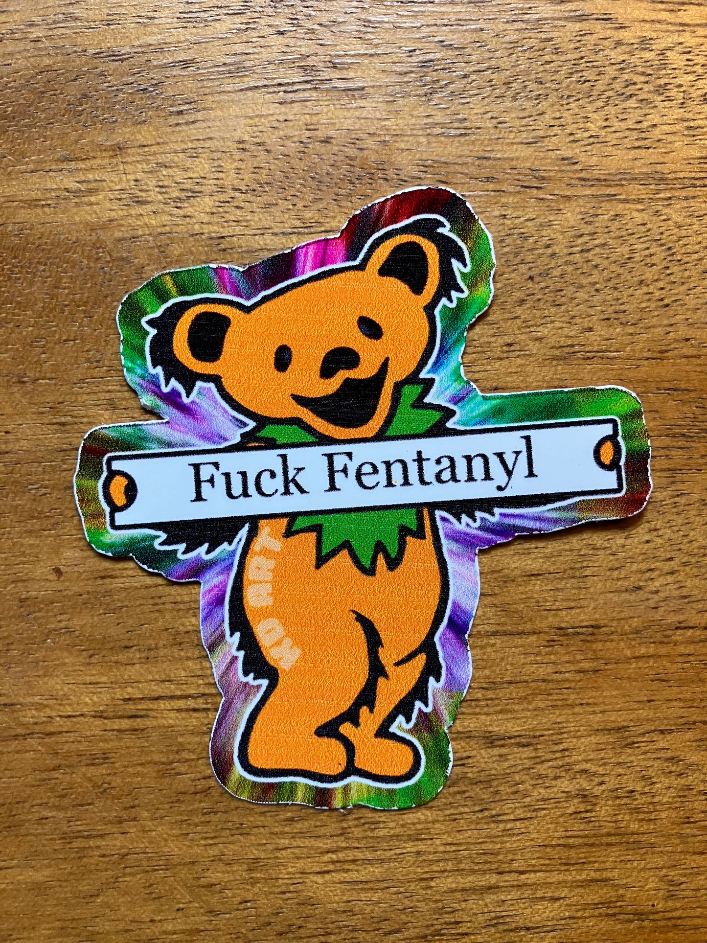 Fuck Fentanyl Bear Sticker Orange